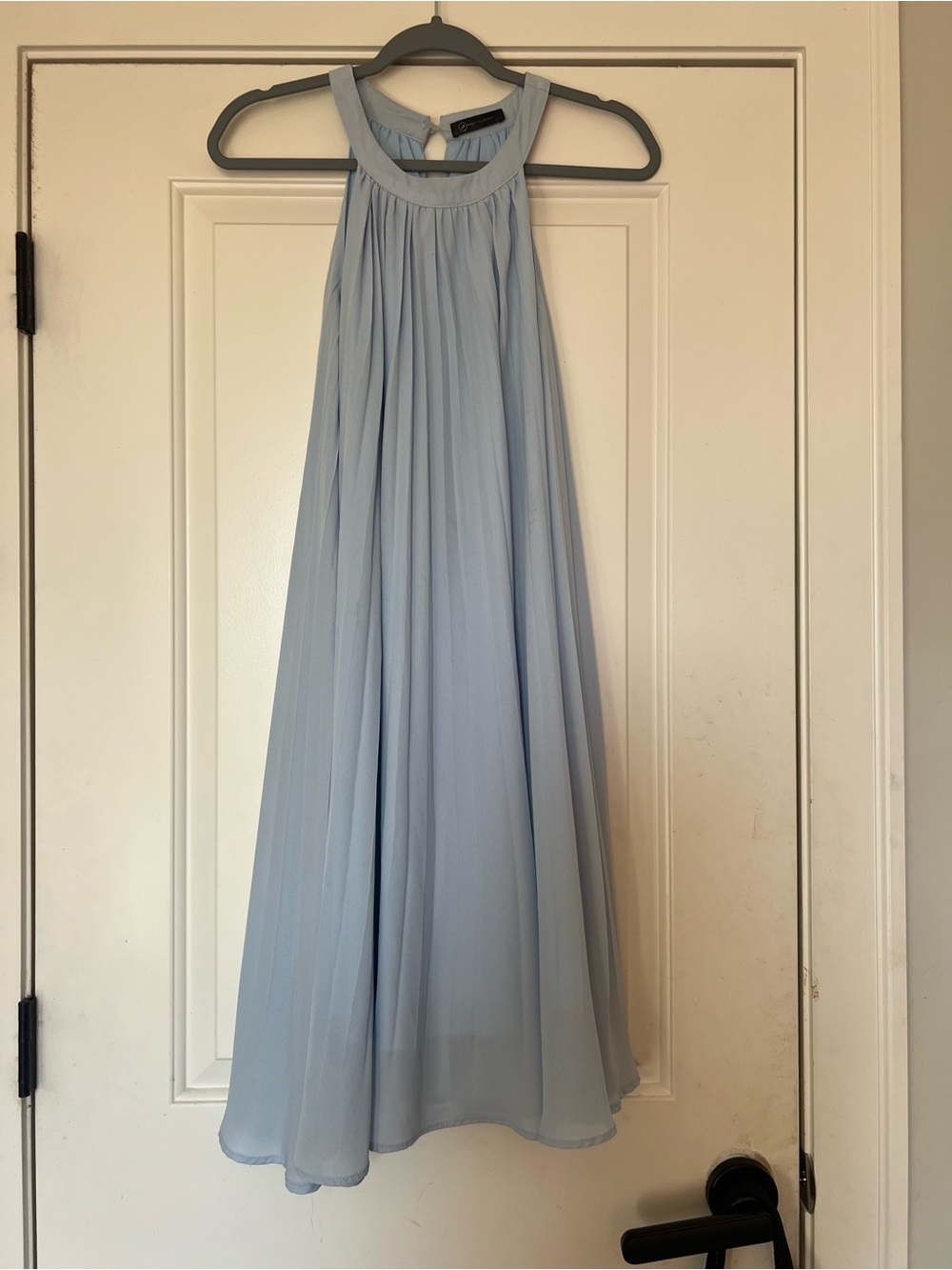 Halter Pleated Maxi Dress in Light Blue